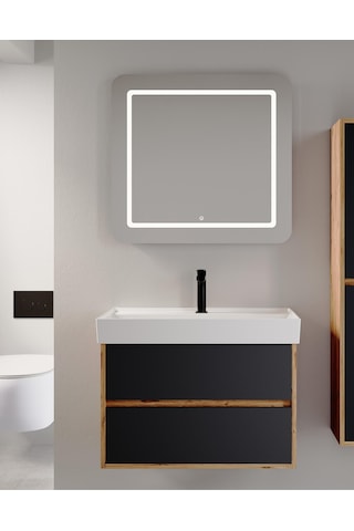 Denko Forever 80 Cm Antrasit Banyo Dolabı Alt Modül Lavabo Antrasit