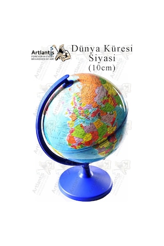 Dünya Küresi Mavi 10 Cm Siyasi 1 Paket Masaüstü Coğrafya Dünya Küresi Sınıf Eğitim Kalemtraşlı Dekor
