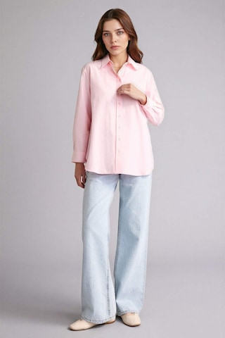 Defacto Relax Fıt Gömlek Yaka Poplin Uzun Kollu Tunik D7341ax26sppn186 Pembe-pn186
