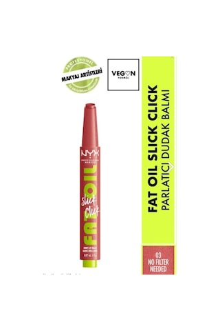 NYX Professional Makeup Fat Oil Slick Click Parlatıcı ve Nemlendirici Dudak Balmı 03 No Filter Needed