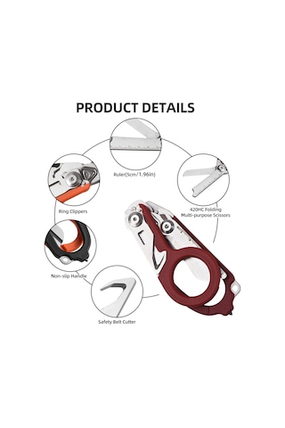 Yaozixa Kırmızı Çok Fonksiyonlu Çakı Pense - Dış Mekan Kamp İçin Katlanabilir Gergi, Cam Kırıcı, Açıcı Ve Ölçü Aleti