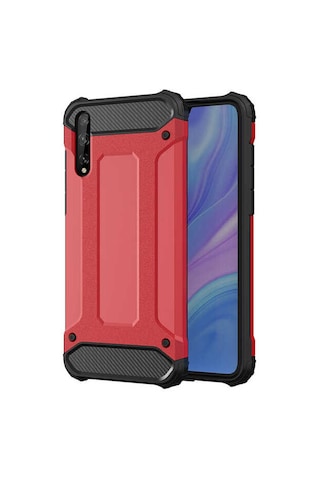Ekılıf - Huawei P Smart S Y8p Uyumlu Kılıf Çift Katman Zırh Tank Crash Military Kapak - Rose Gold