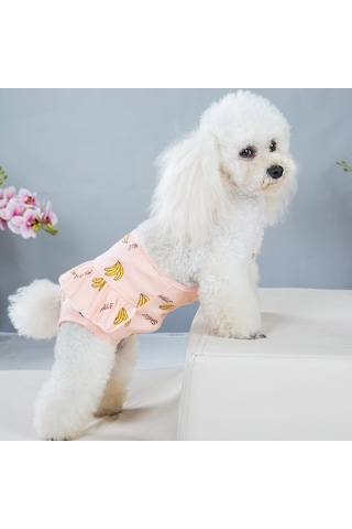 Muz Baskılı Köpek Fizyolojik Pantolon Rahat Nefes Alabilir Askılı Pet Fizyolojik Pantolon, Boyut: Xl Pembe