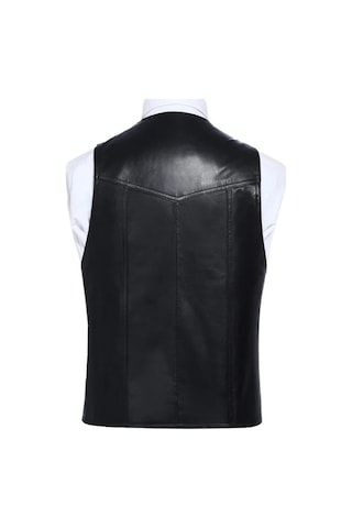 Klasik Entel Kuzu Derisi Yelek Siyah