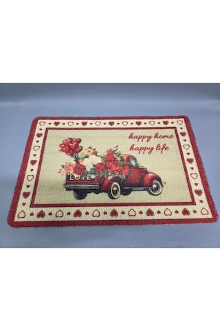 Hijyenik Kıvırcık Paspas 40x60 Cm - Islaklık Emici Kapı Önü Paspası Kırmızı