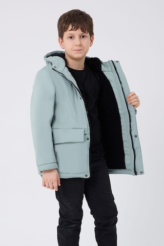 Erkek Çocuk Mint Yeşil Içi Kürklü Su Ve Rüzgar Geçirmez Kapüşonlu 3 Cep Kışlık Mont & Kaban & Parka Mint Yeşili