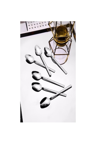 6 Adet Çay Kaşığı 11 Cm Paslanmaz Çelik Kahve Kaşıkları Dondurma Tatlı İçme Karıştırma Bal Gümüş Gümüş
