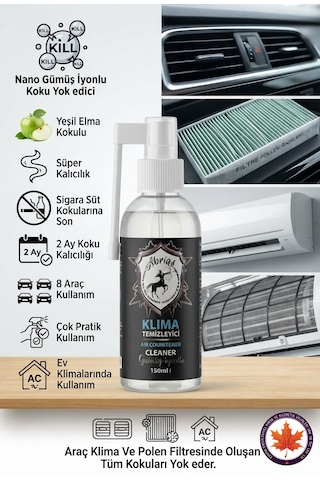 Tetikli Klima Temizleyici Elma Kokulu 150ml 8 Araçlık Oto Ve Evsel Klima Uyumlu 1