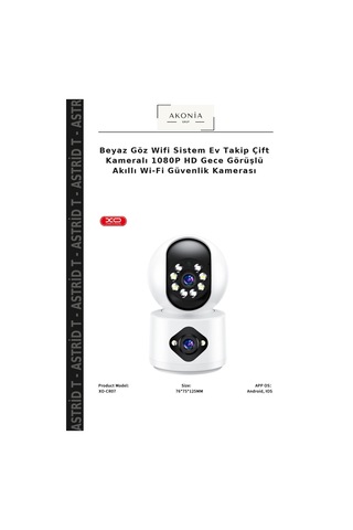 Beyaz Göz Wifi Sistem Ev Takip Çift Kameralı 1080p Hd Gece Görüşlü Akıllı Wi-fi Güvenlik Kamerası Çok Renkli