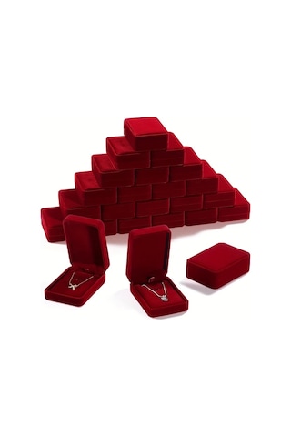 Willowhaven 8 Parça Kırmızı Kadife Mücevher Kutusu Kolye Küpe Saklama Kutusu