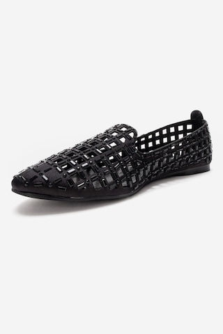 Luvishoes Sılva Siyah Taşlı Kadın Babet Ayakkabı Siyah