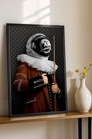 Modern Astronot Portresi Çerçeveli Tablo Bilardo Salonu Ve Erkek Odası İçin Duvar Dekoru Modifiye Sokak Sanatı