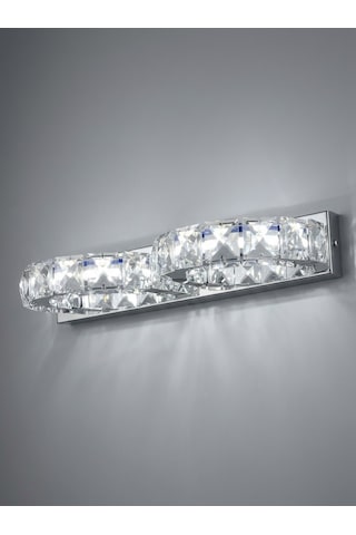 Lüks Kristal Taş Görünümlü Gold Detaylı Modern Duvar Apliği Krom