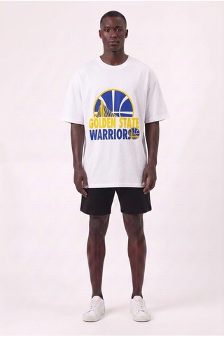 Usa Golden State Beyaz Oversize Erkek T-shirt 10958 Siyah