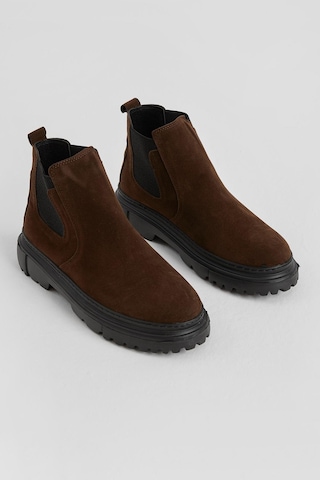 Kalın Faylon Hafif Taban Yanları Lastikli Erkek Kahve Chelsea Bot Tberk205 Kahve