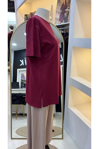 Qmash Kısa Kollu Tişört 4317 Bordo
