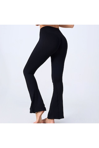 Geeroyoo Yüksek Bel Geniş Ayak Yoga Pantolon - Spor, Dans, Fitness İçin Daraltıcı, Kalça Geliştirici, Konforlu, Dışa Aktarım Kalitesi Siyah Eu S SiYAH