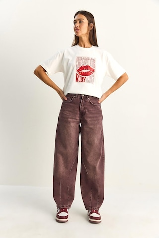 Shade Kadın Vintage Yıkamalı Baggy Kesim Rahat Kalıp Denim Pantolon 703 60286060 - Mürdüm