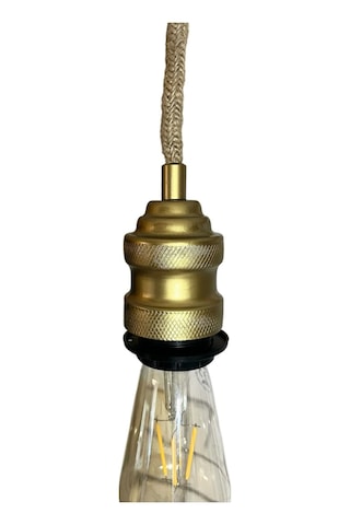 Sarkıt Lale Duy Jüt Hasır Kablo Dekoratif Ampul Dahil Değildir 70cm Metal Ahşap