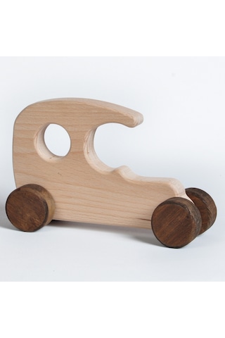 Ahşap El Yapımı Montessori Araba: Doğal Tekerlekli Oyuncak