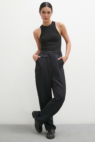 Never More Kemer Detaylı Klasik Pantolon Siyah