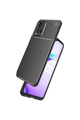 Vivo Y33S Kilif Lens Karbon Tasarim Negro Silikon Kapak 534040703
