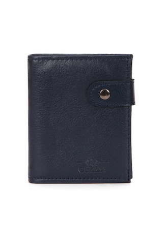 Tuldar Erkek Deri Bozuk Para Hazneli Kartlık Cüzdan 10x12cm Tul515 - Lacivert - Beyaz