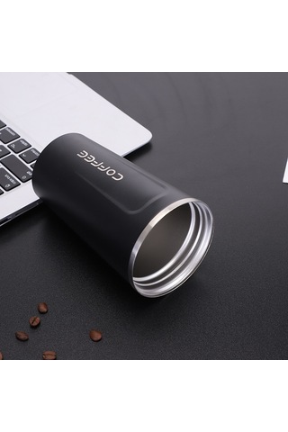 Lemestar 380ml Siyah 304 Paslanmaz Çelik Vakumlu Termos Bardak, Ev, Dışarı Ve Araç İçin, Kolay Kullanım, Dayanıklı Malzeme, Stokta Diğer