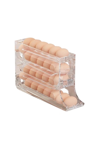 Geekyou Otomatik Yuvarlanan 30 Yumurta Kabı, Soğutucu Tahtası, Abs Malzeme, Transparent Renk, Kolay Erişim, Katlı Tasarım Şeffaf