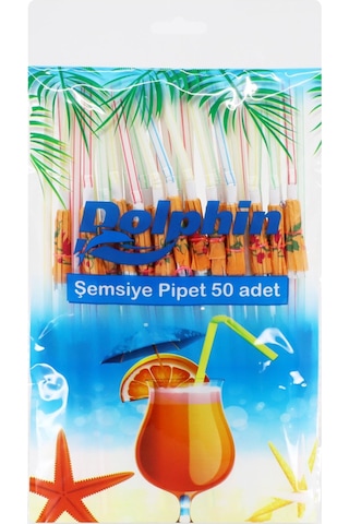 Körüklü Plastik Şemsiye Pipet - 50 Adet
