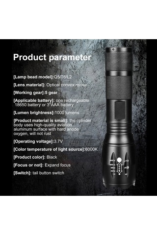 Jeemson Fotoğraf Ve Canlı Yayın Için Led Fener, Genişletilebilir Odaklanma, 3 Renk Beyaz-sarı-turuncu , 1000 Lumens, Uçak Alüminyum Gövde, Kuyruk Düğmesi Siyah