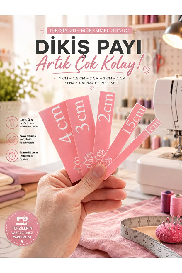 Dikiş Payı Bırakma Cetveli / Dikiş Aksesuar / Kenar Kıvırma Cetveli Seti