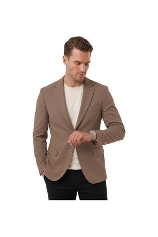 Deepsea Erkek Kahve Dokulu Desenli İtalyan Kesim Blazer Ceket Slim Fit Çift Düğme Ceket 2600817 Kahverengi
