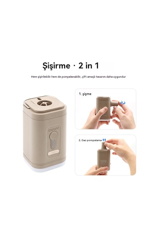 Açık Hava Şişirme Pompası Kullanışlı Ve Kompakt Yüksek Güçlü Pompalama Pompası Kamp Kamp Işıkları İle Pompalama Pompası