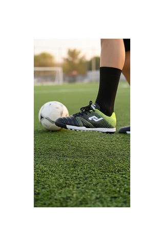 Papatay 6595 Erkek Ortopedik Taban Bağcıklı Yetişkin Halı Saha Ayakkabı - Erkek Halı Saha Futbol Ayakkabısı Siyah Siyah
