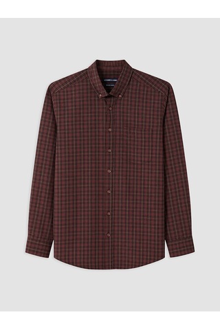 Lcwaıkıkı Classic Bordo Regular Fit Ekose Erkek Gömlek