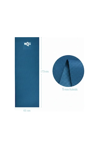Woqes Egzersiz Matı 5mm Kalınlık 173x61 Cm Kaymaz Pilates Ve Fitness Matı Koyu Mavi Mavi