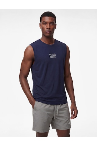 Koton Straight Fit Kolsuz Bisiklet Yaka Baskılı Sporcu Atleti Lacivert 6sam30015nk