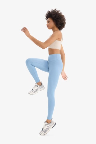 DeFactoFit Yüksek Bel Beli Saran Esnek Basic Düz Sporcu Tayt B4147AX25SPBE299 Mavi
