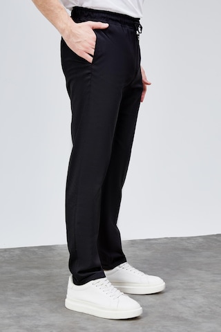 HLT Jeans Erkek Siyah Relaxed Fit Yandan Cepli Beli Lastikli Bağcıklı Duble Paça Jogger Pantolon Bolt-1996 Siyah