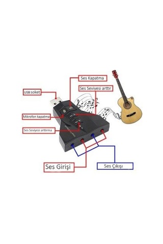 7.1 Virtual Sound 3D USB Ses Kartı Sound Card Laptop - Desktop