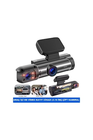 Leerfei 3 Kameralı Araç İçi Kamera Sd Kart Destekli Kamera V9 - Hafıza Kartı Dahil Değildir