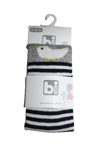 Bibaby Desenli Külotlu Çorap 68312 Gri Kuş