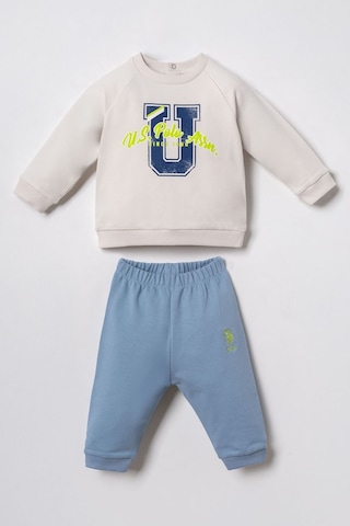 U.S. Polo Assn. Erkek Bebek Baskılı Beyaz Uzun Kol Pijama Takım Usb3165-c-v2 Usb3165-c-v2