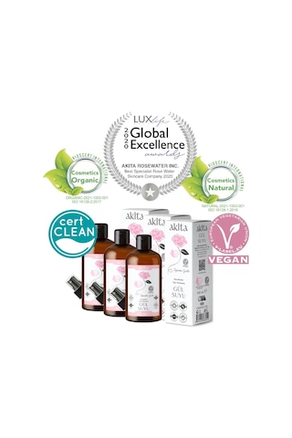 Akita Doğal Yağı Alınmamış Gül Suyu Cam Şişe 3 x 100 ML