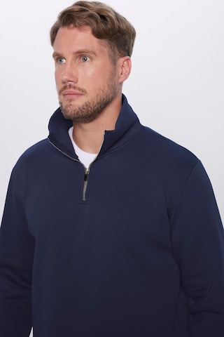 Tudors Unisex Relax Fit Rahat Kesim Pamuklu Yarım Fermuarlı Lacivert Dik Yaka Sweatshirt-31450-lacivert Lacivert