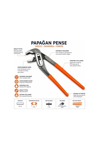 Orret Home 24 Cm Papağan Pense Ayarlı Pense Kargaburun Boru Anaht