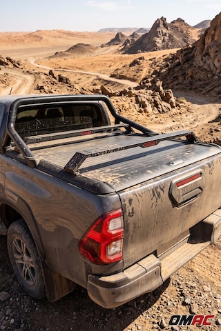 Toyota Hilux 2015-2026 Uyumlu Araca Özel Dakar Kasa Üstü Ara Atkı Rollbar İçin Siyah 130-177 2 Parça