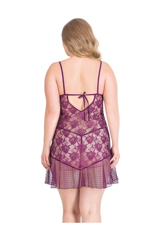 Arias Closet Büyük Beden Mor Kısa Tül Gecelik Mor