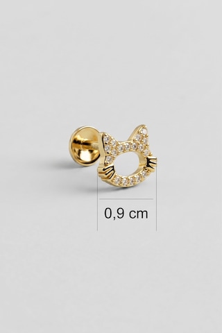 Sevimli Kedi 18 Ayar Sarı Altın Kaplama Gümüş Flat-lobe Piercing